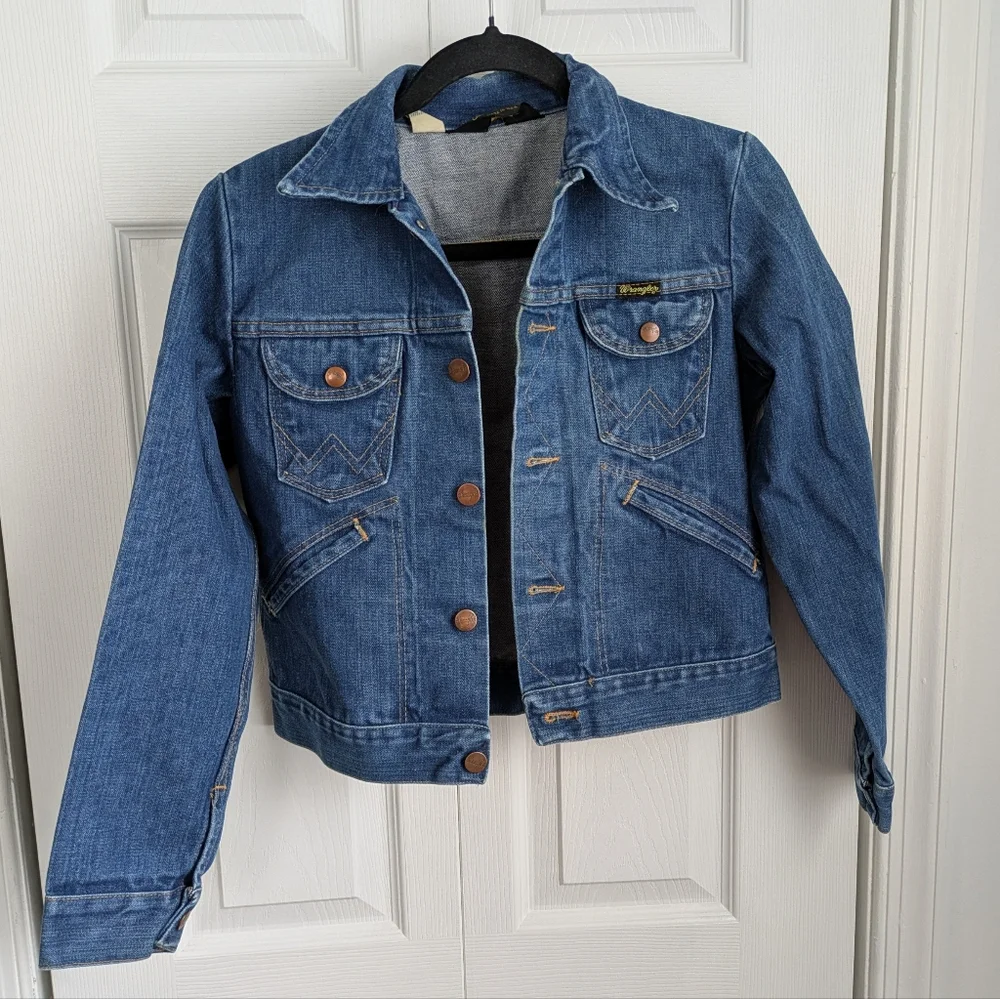 Vintage 60s-70s Wrangler Denim Jacket with Custom Painted Back - Picture 4 of 8